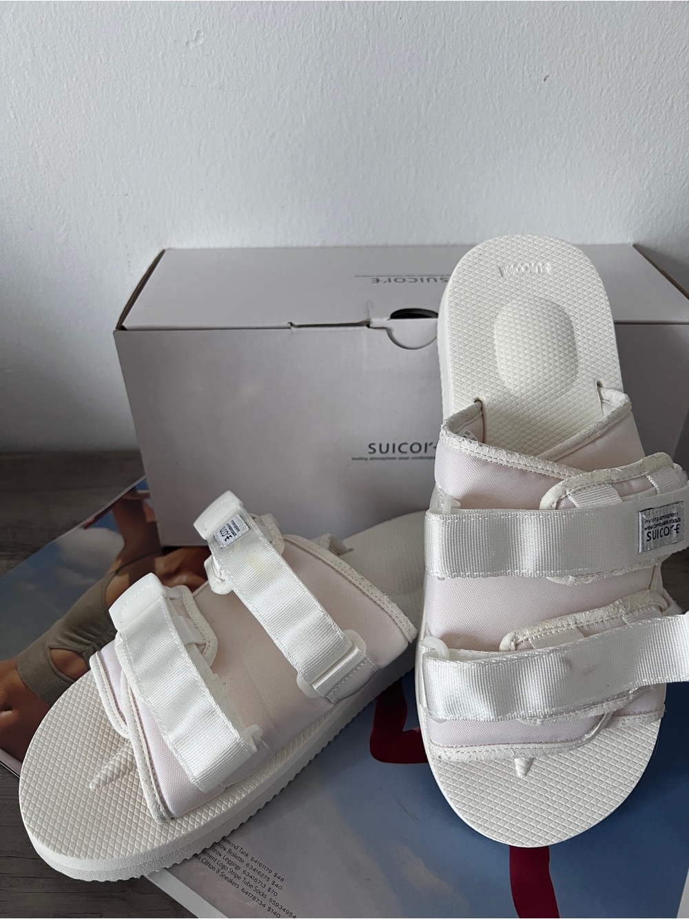 Suicoke White Strap Slide Men’s Sandals